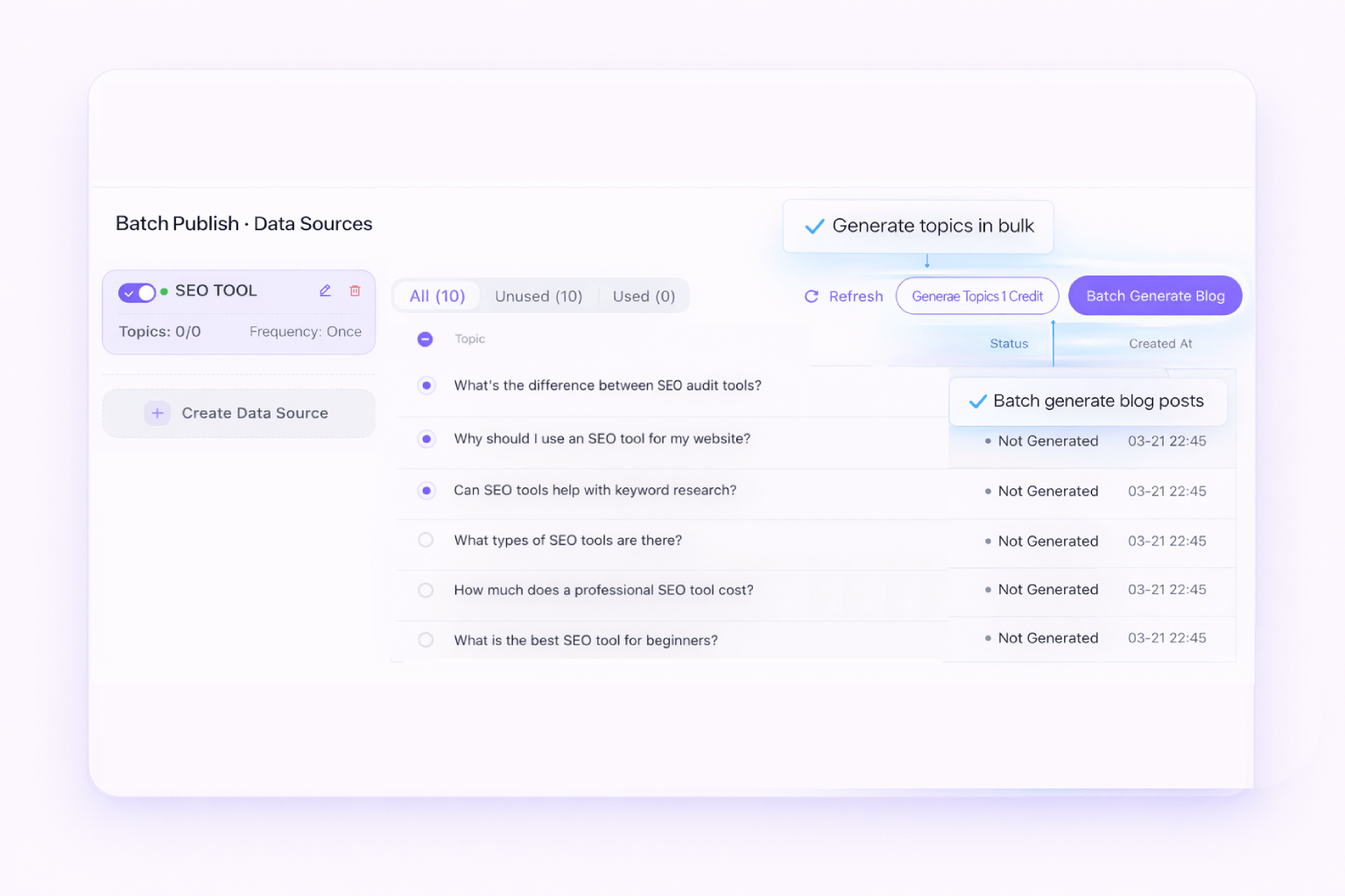 Batch Generation and Publishing